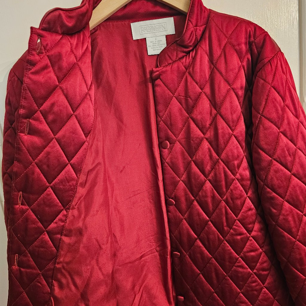 Women's Restoration Hardware Silk Quilted Jacket - Sz. L Euc — image 3 of 6